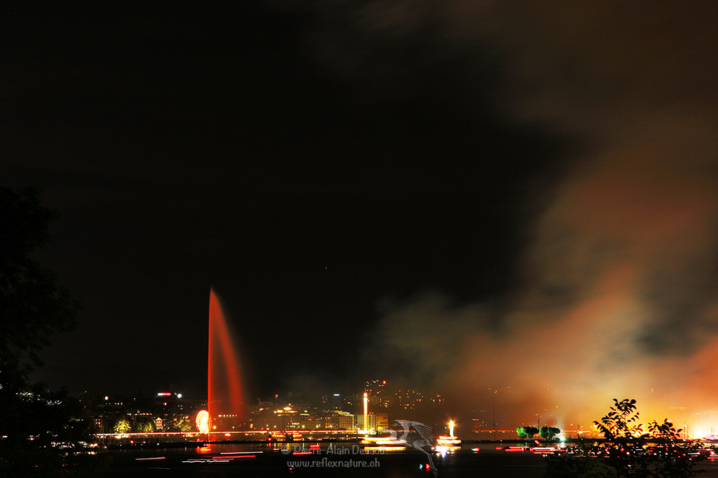 Le traditionnel feu d'artifice des Fêtes de Genève - août 2005